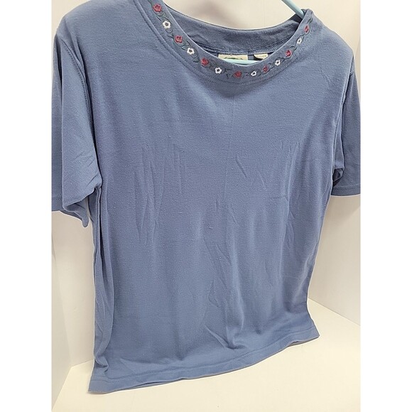 Vtg Separate Issue Women's Blue Embroidered Short Sleeve Shirt Top Size L - Picture 3 of 12